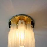 Brass ceiling light and frosted glass Glash-tte Limburg