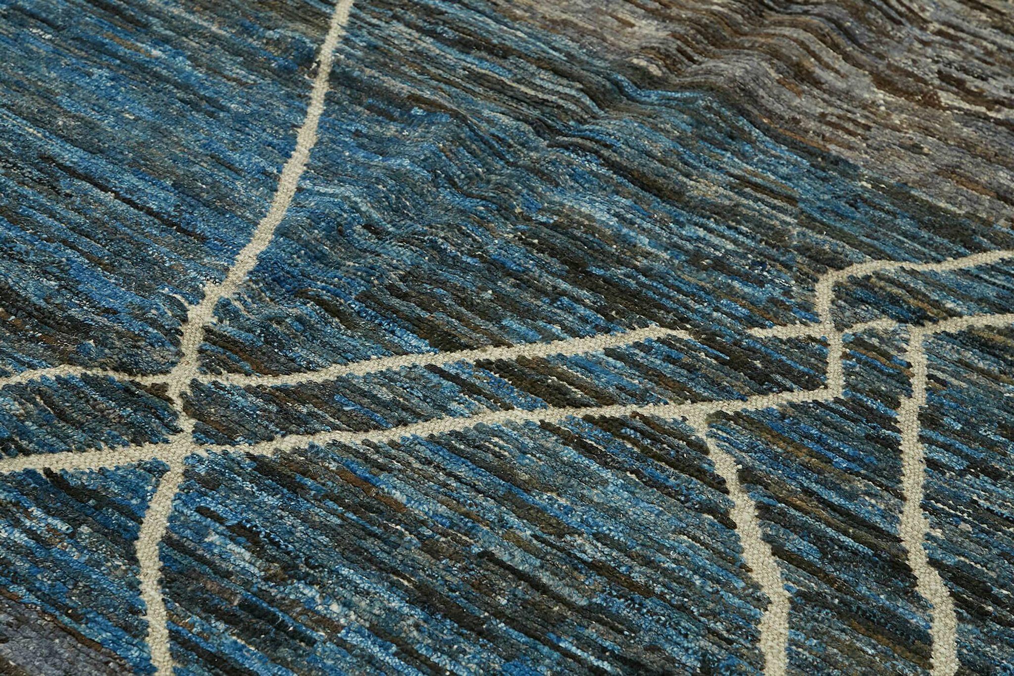 Tapis en laine bleu contemporain turc fait à la main de 280 cm x 363 cm
