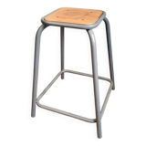 Vintage high stool in wood and metal