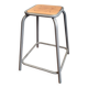 Tabouret haut vintage en bois et métal