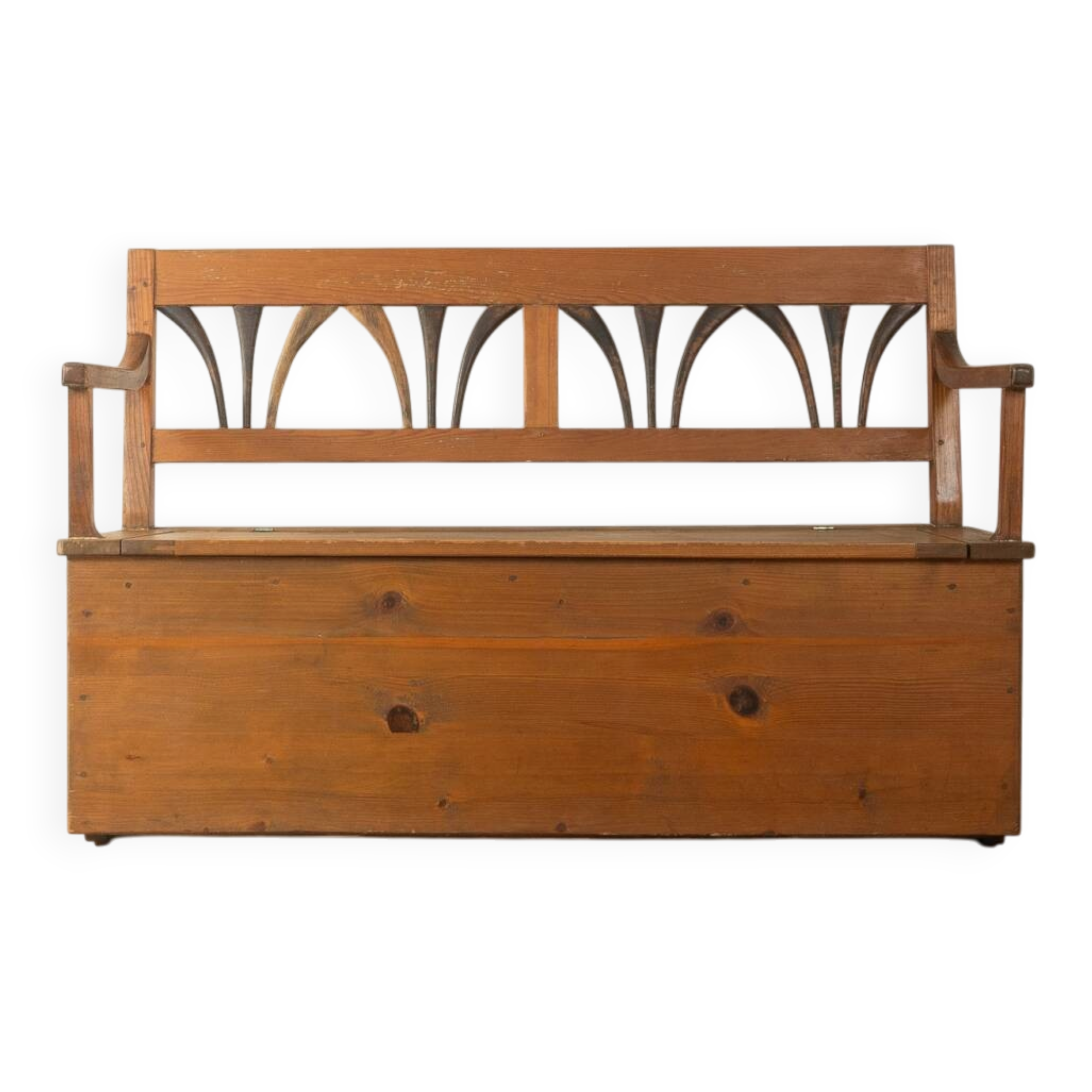 Biedermeier chest bench from the 1900s, pine wood