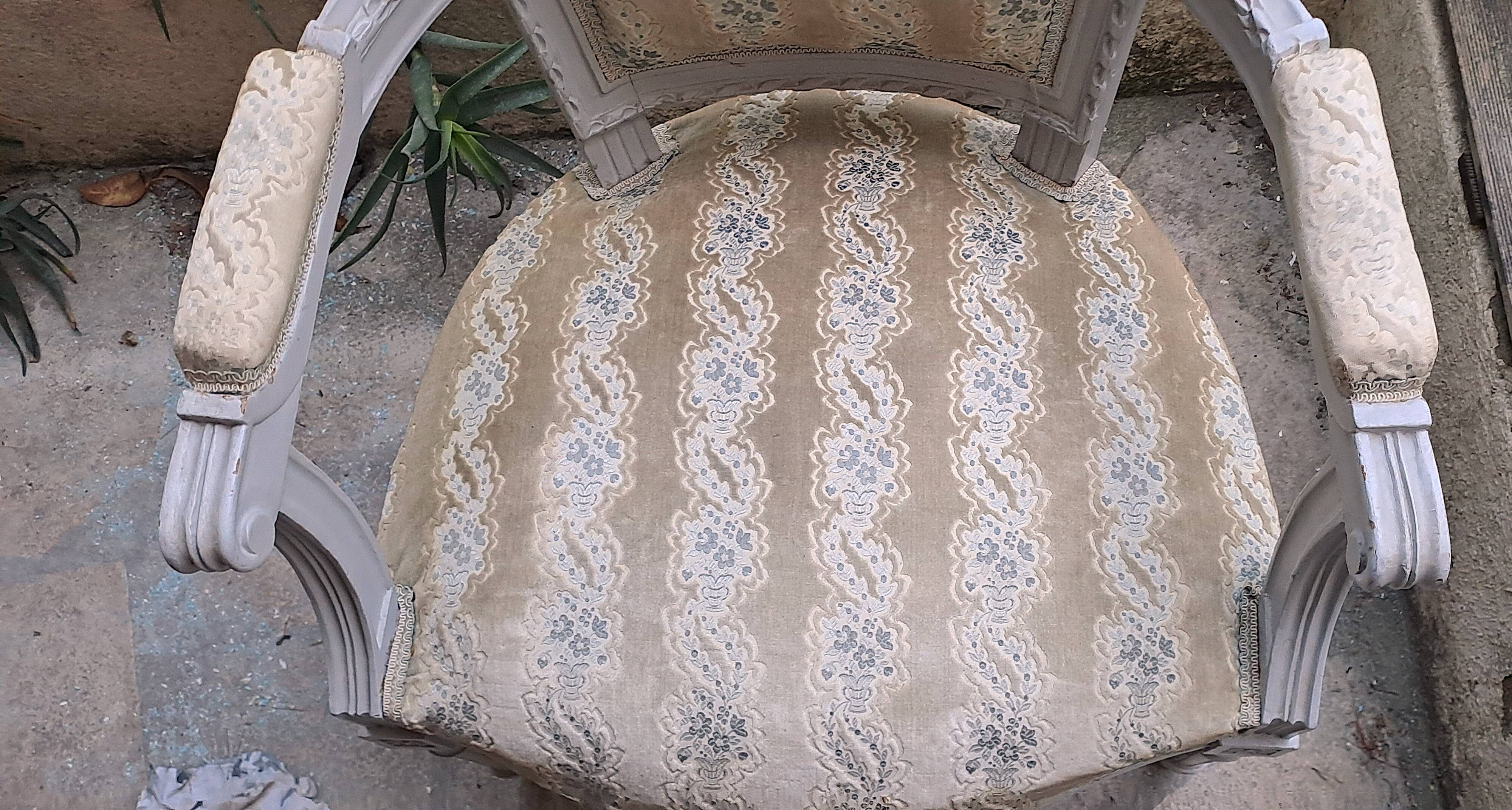 Napoleon III Victorian Armchair Velvet Fabric 19th Century