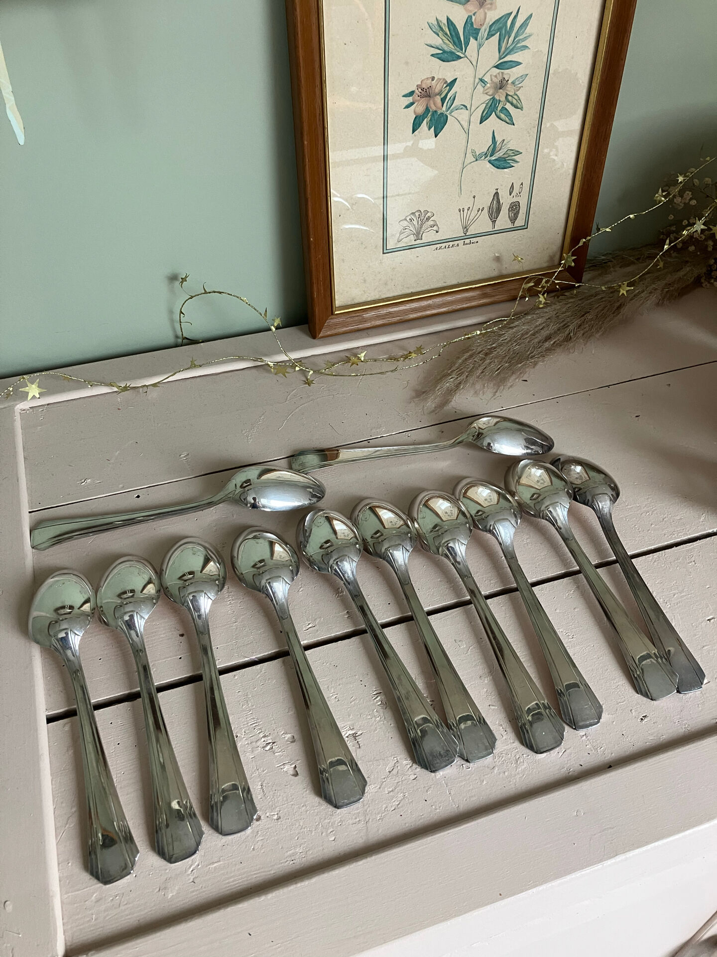 Set of 12 vintage soup spoons Arr deco Argental