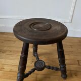 Turned wooden tripod stool