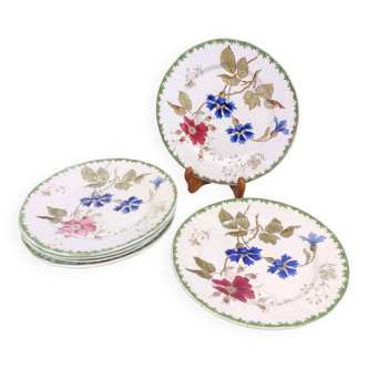 6 Creil and Montereau dessert plates “Blueberries” model