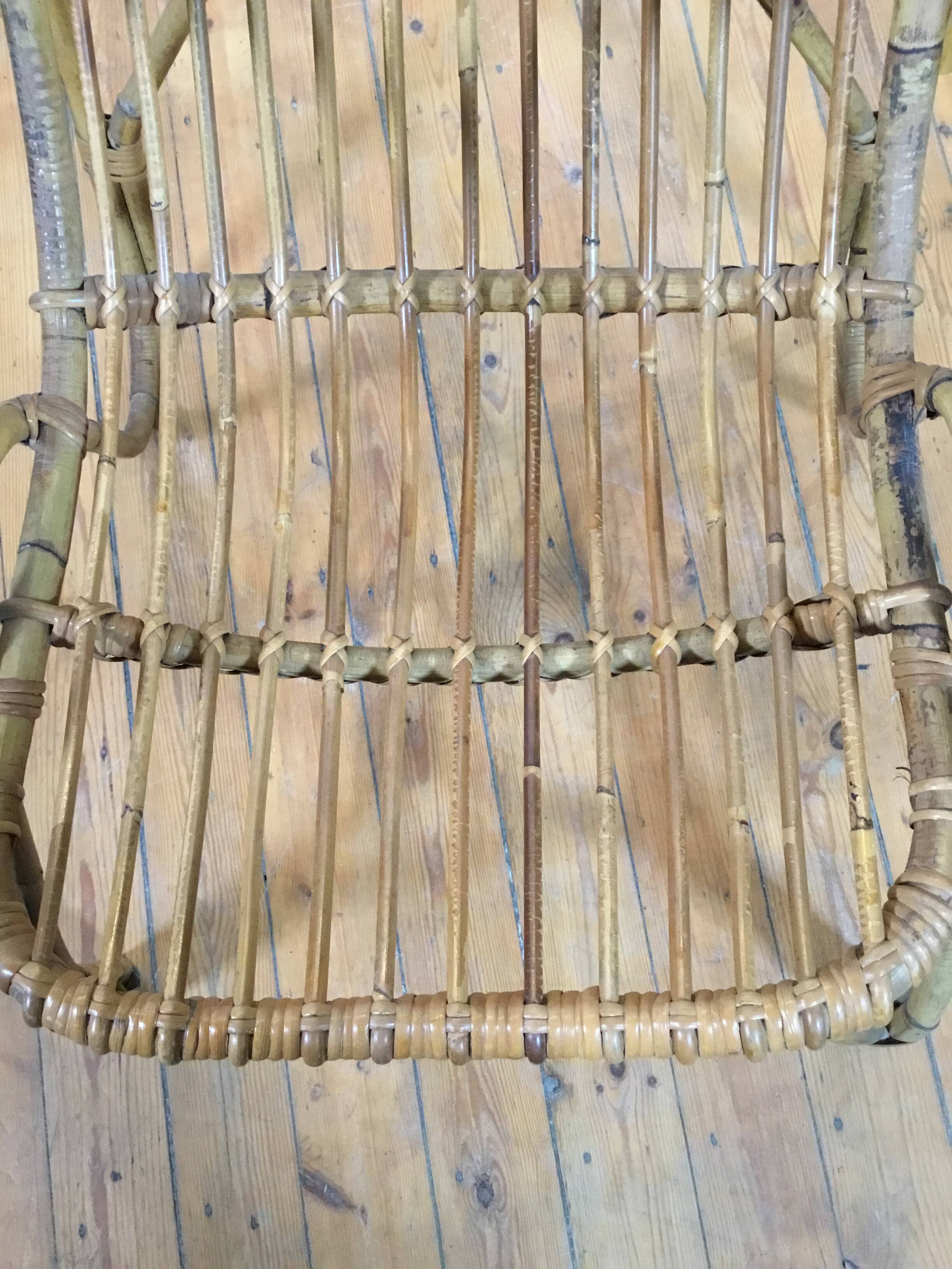 vintage italian rattan lounge chair