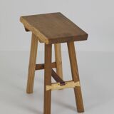 Contemporary handcrafted stool in solid oak and ash wood