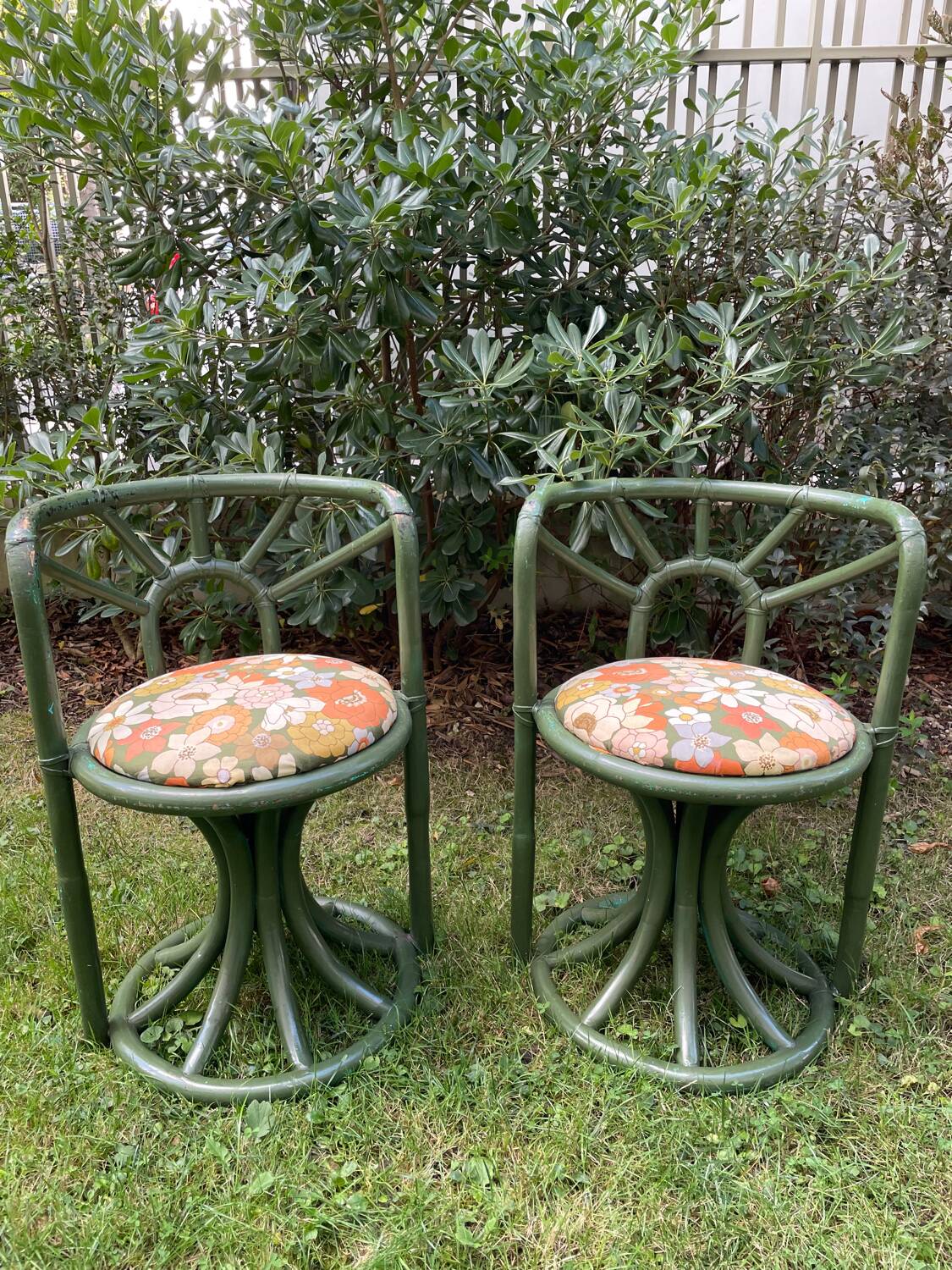 Pair of rattan armchairs