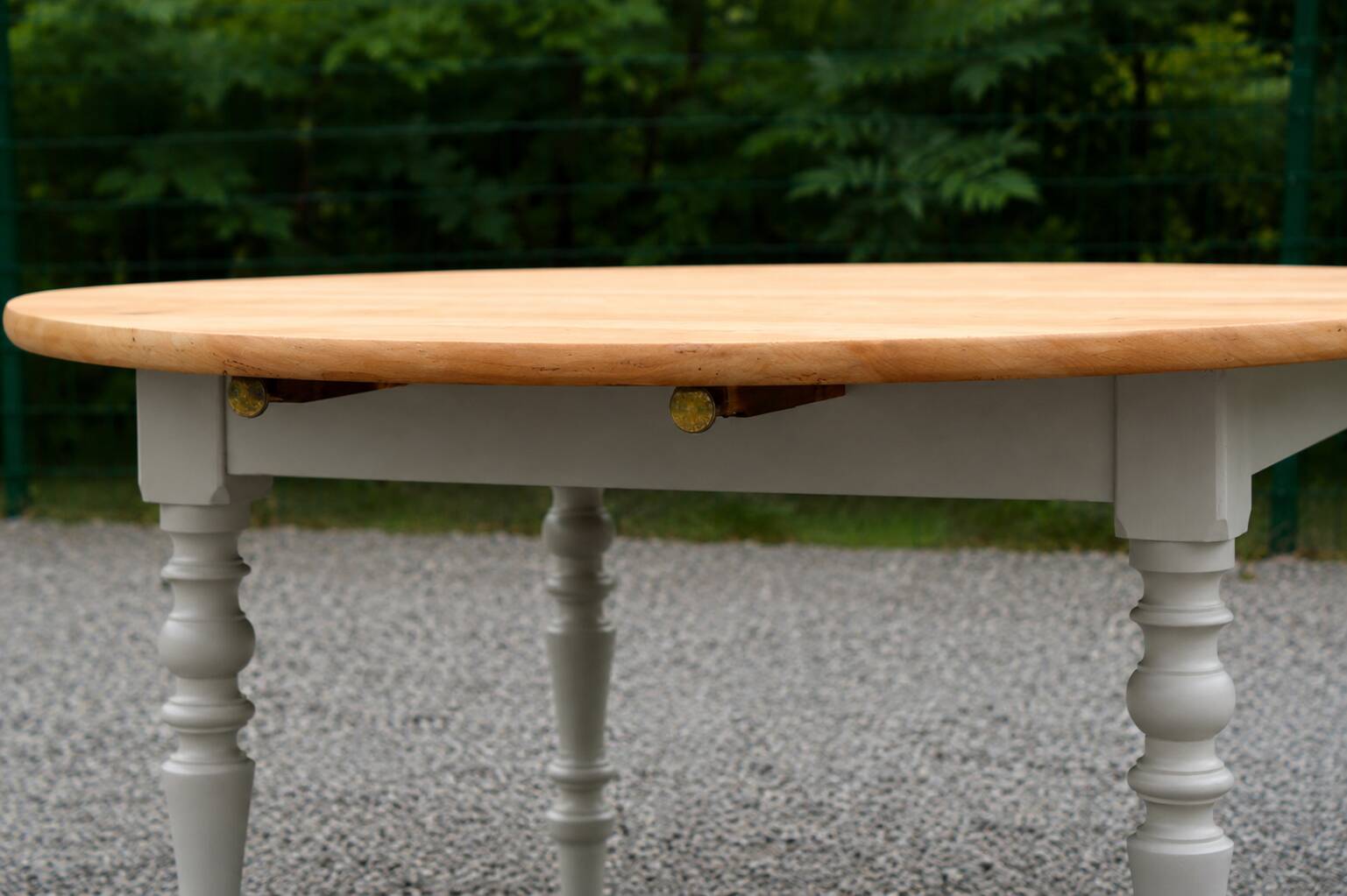 Table de ferme ronde à volets en bois massif – Ø 130 cm