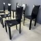 Chaises de salle à manger en cuir noir par De Couro Brazil, années 1980 - lot de 6