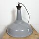 Large Industrial British Grey Enamel Factory Pendant Lamp from Benjamin, 19