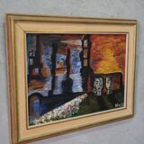 Lennart Hall, Swedish abstract painting, 1960s, Oil on panel, Framed