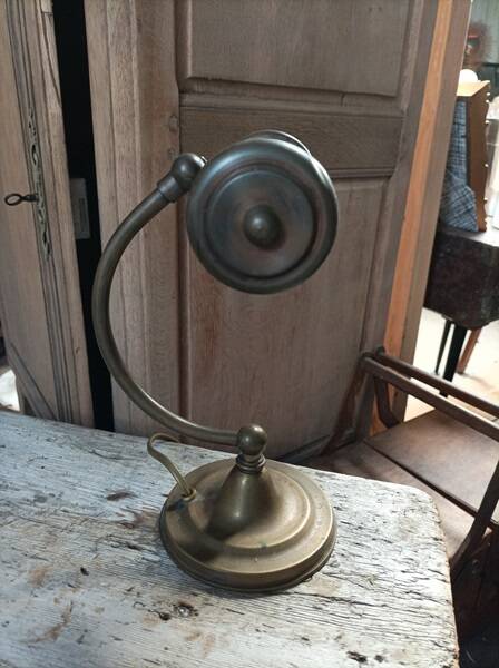 Patinated golden brass desk lamp