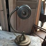 Patinated golden brass desk lamp