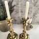 Charming Pair of Victorian Brass Candlesticks with Octagonal Bases - Matching Antique Candle Holders