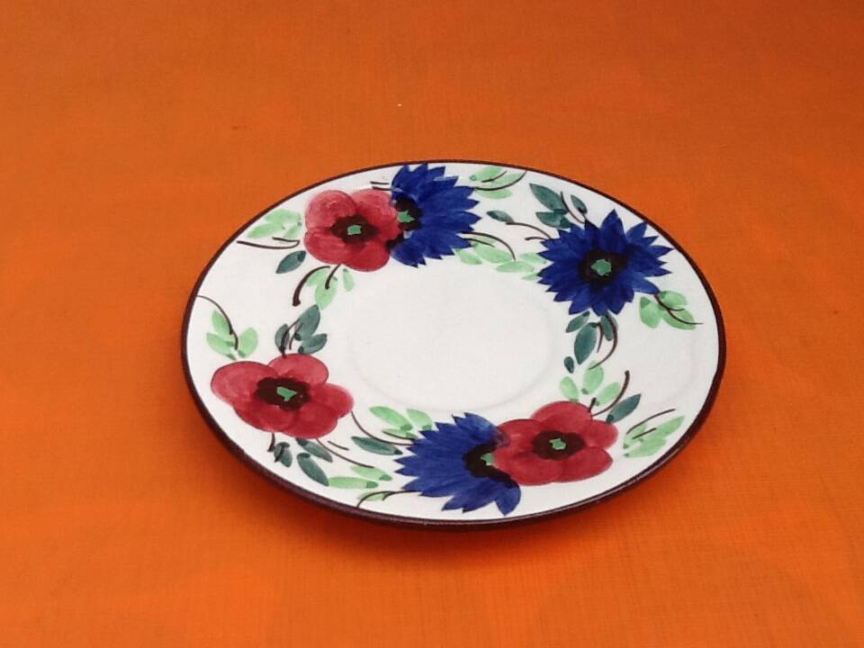 Earthenware Breakfast Cup / Saucer with floral decoration