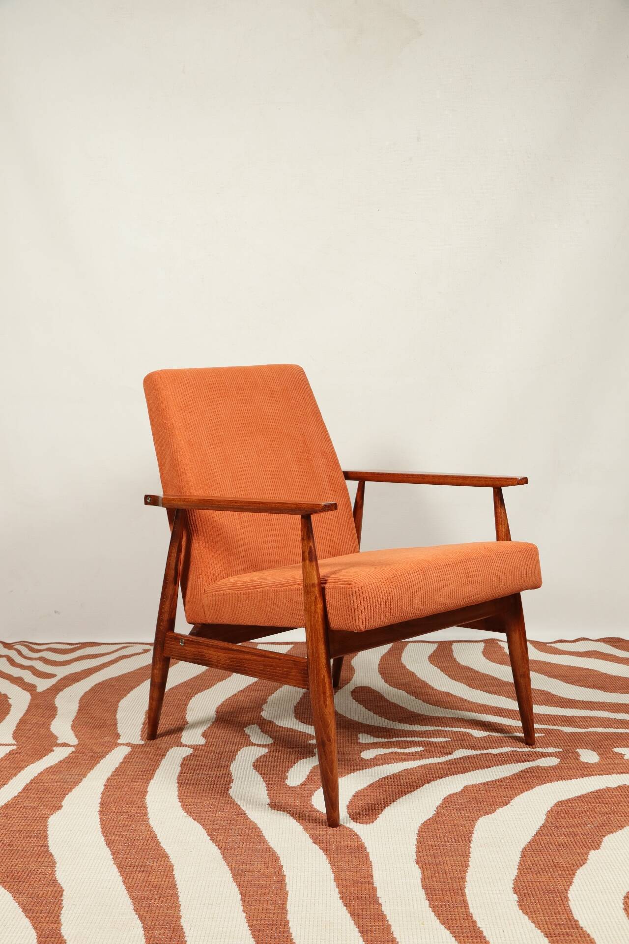 Scandinavian modern chair orange corduroy H.Lis 