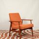 Scandinavian modern chair orange corduroy H.Lis 