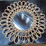 Round rattan mirror