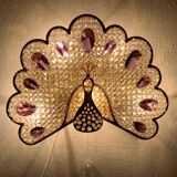 Ensemble de 2 appliques murales en verre cristal en forme de paon de Palwa