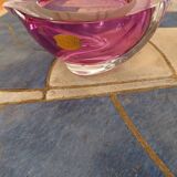 Cendrier en cristal rose Val Saint Lambert, Belgique