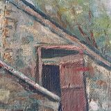 Oil on canvas - L Charrière dated 1956 - 29 x 49 cm - farmyard