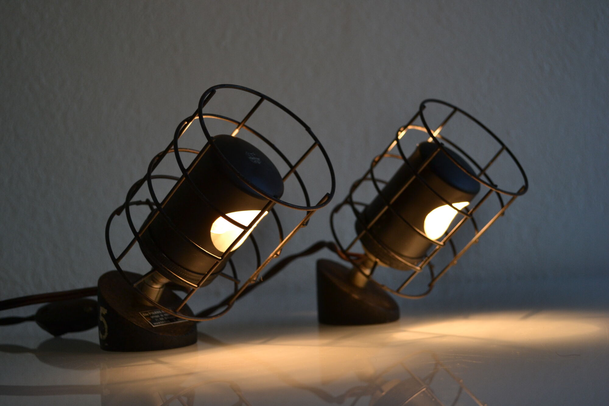 Paire de lampes vintage 50's de laboratoire bbt krauss