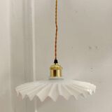 Vintage embossed opaline pendant light