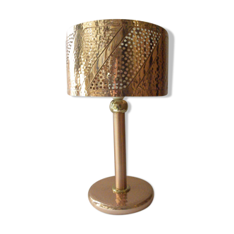 Lampe à Poser style Rustique en Cuivre Martelé Ciselé