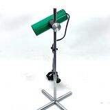 Reggiani, vintage chrome and green lacquer adjustable table lamp. Italy 1970s