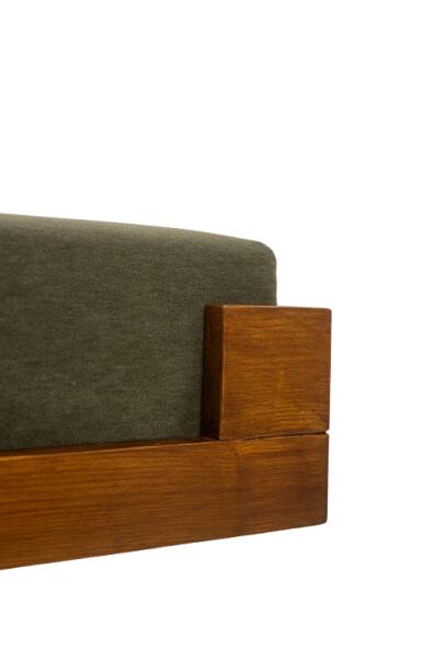 Bench in ash and green mohair velvet. Contemporary.