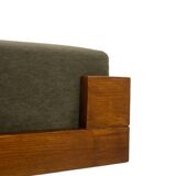Bench in ash and green mohair velvet. Contemporary.