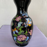 Vase opaline noir et fleurs