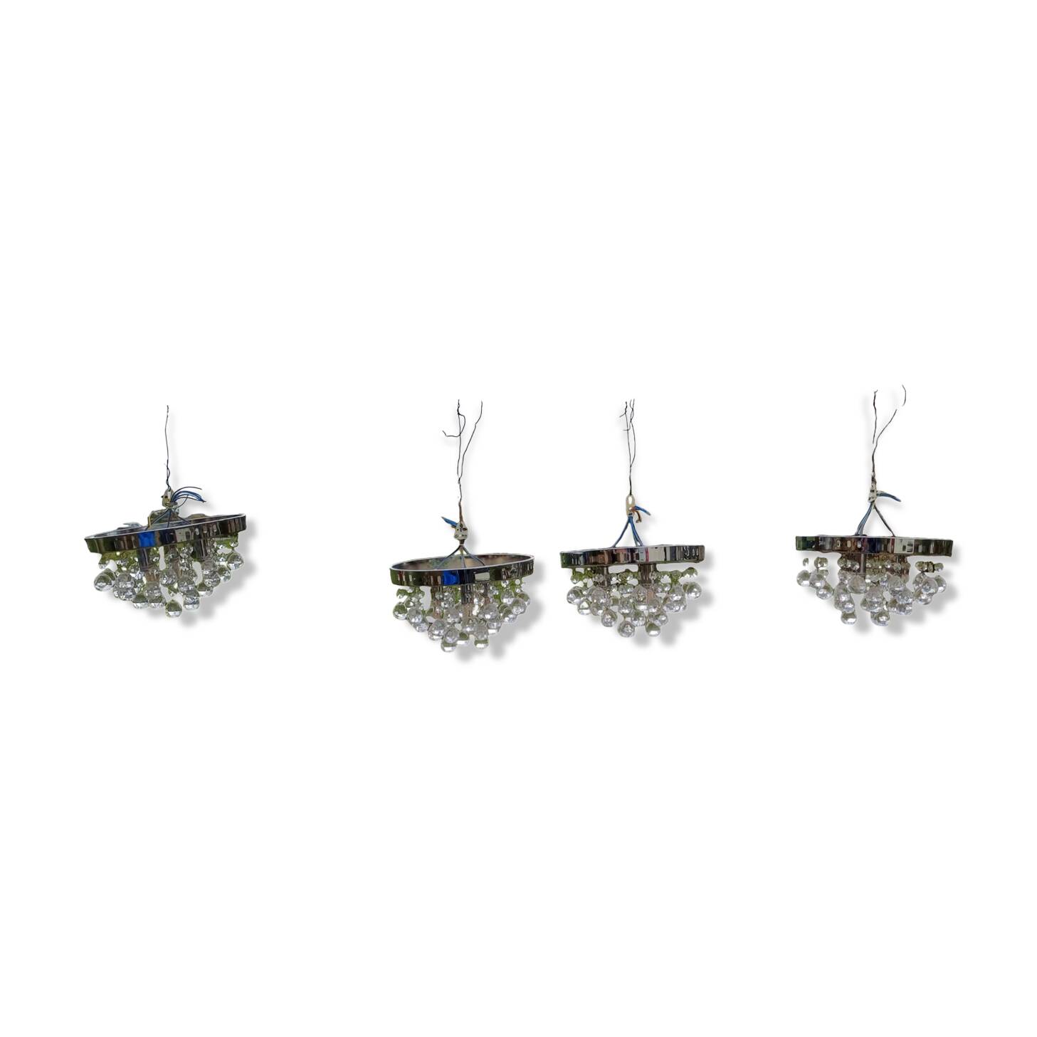 4 Suspensions Vintage Chrome et Pampilles