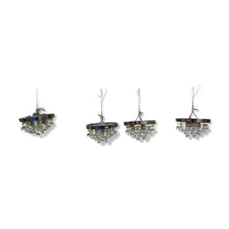 4 Suspensions Vintage Chrome et Pampilles
