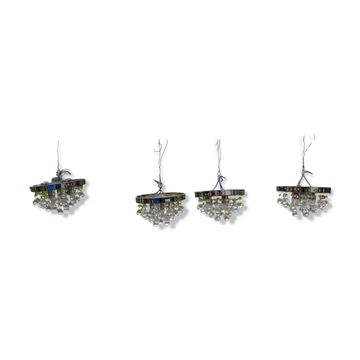 4 Vintage Chrome and Tassel Pendants