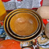 Set of 3 ceramic salad bowls varnished workshop aegitnat de vallauris around 1950