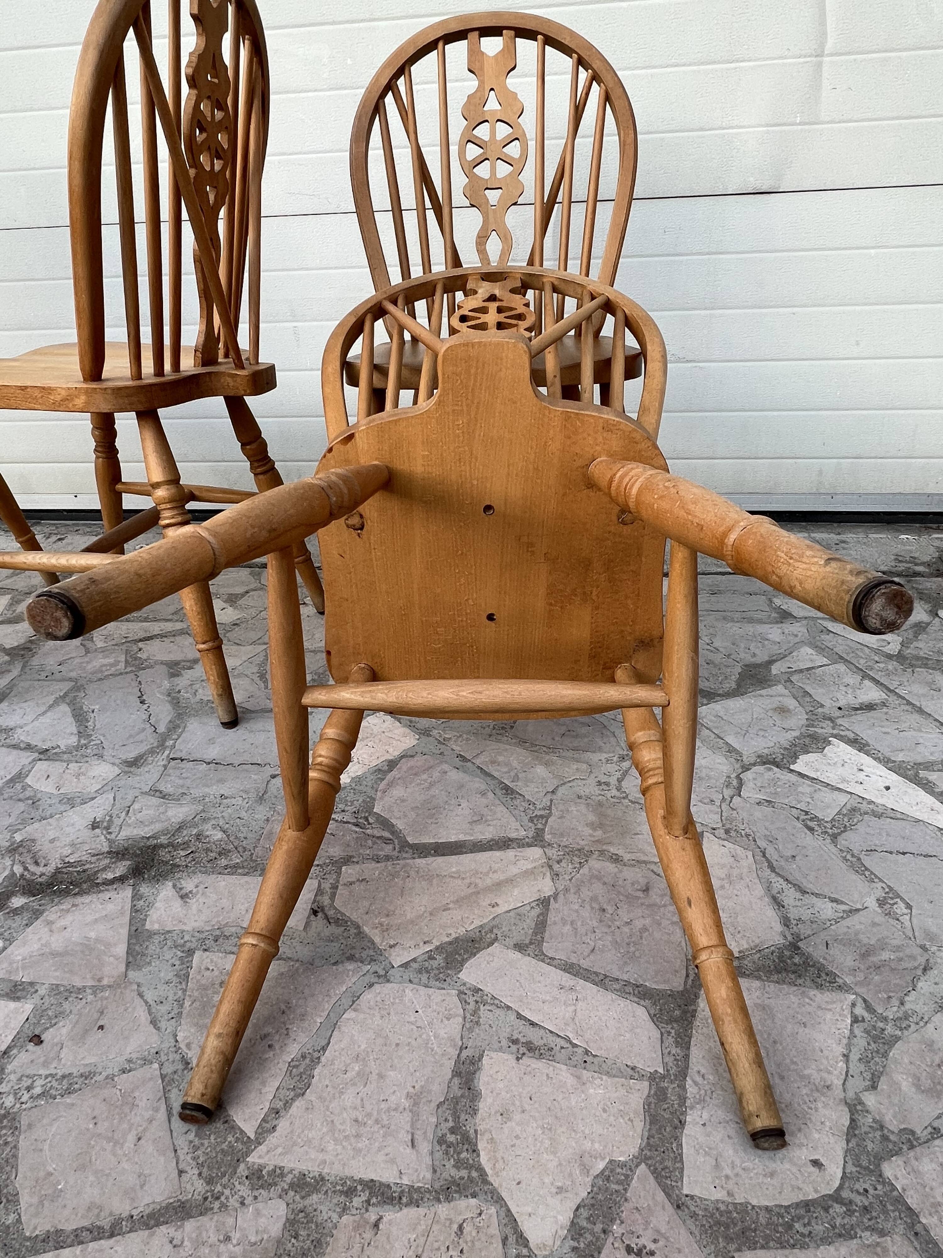 6 chairs bistro windsor wheelback in vintage beech baumann coffee