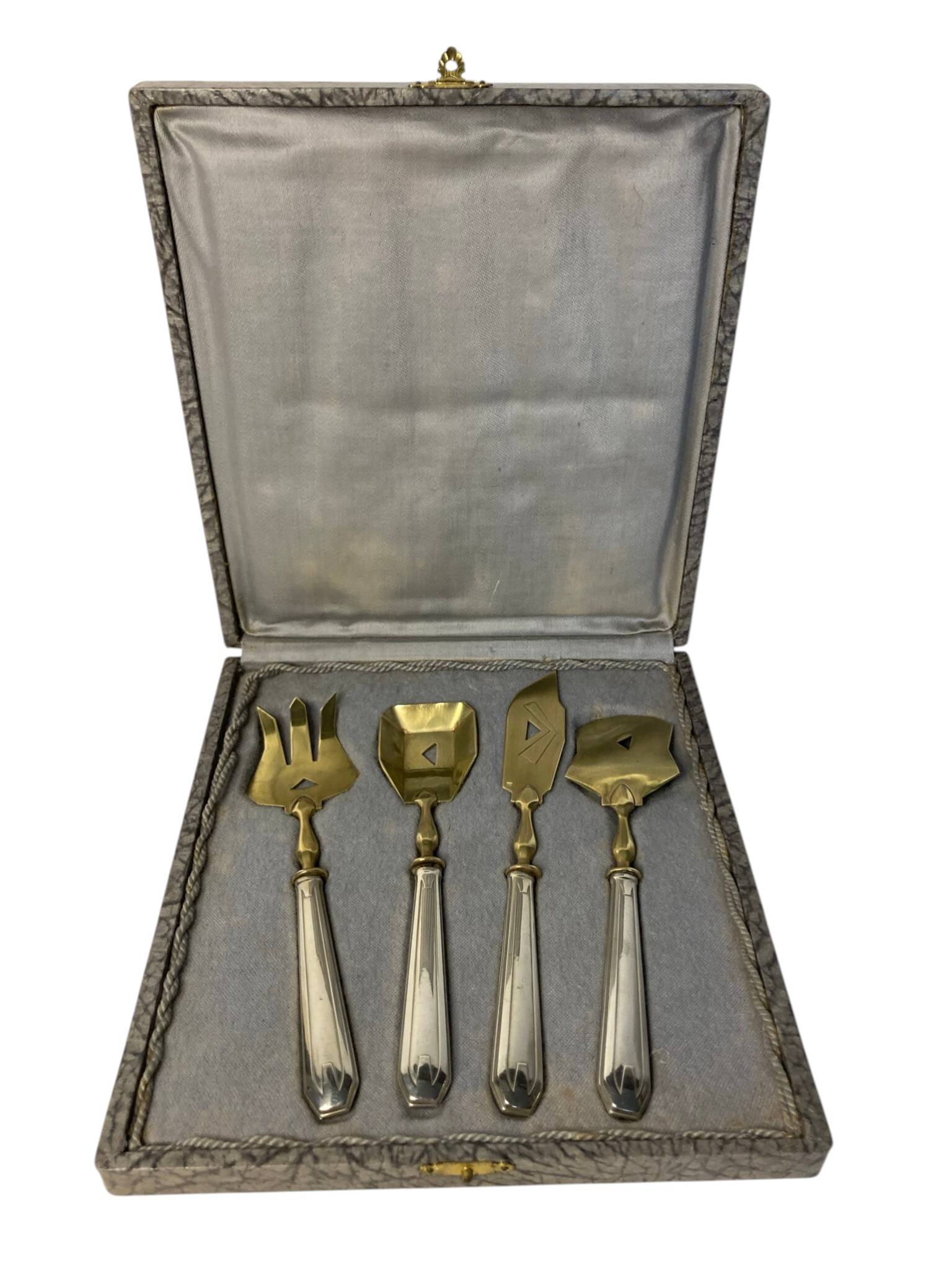 Tableware, gilded metal confectionery service Art Deco circa 1930.