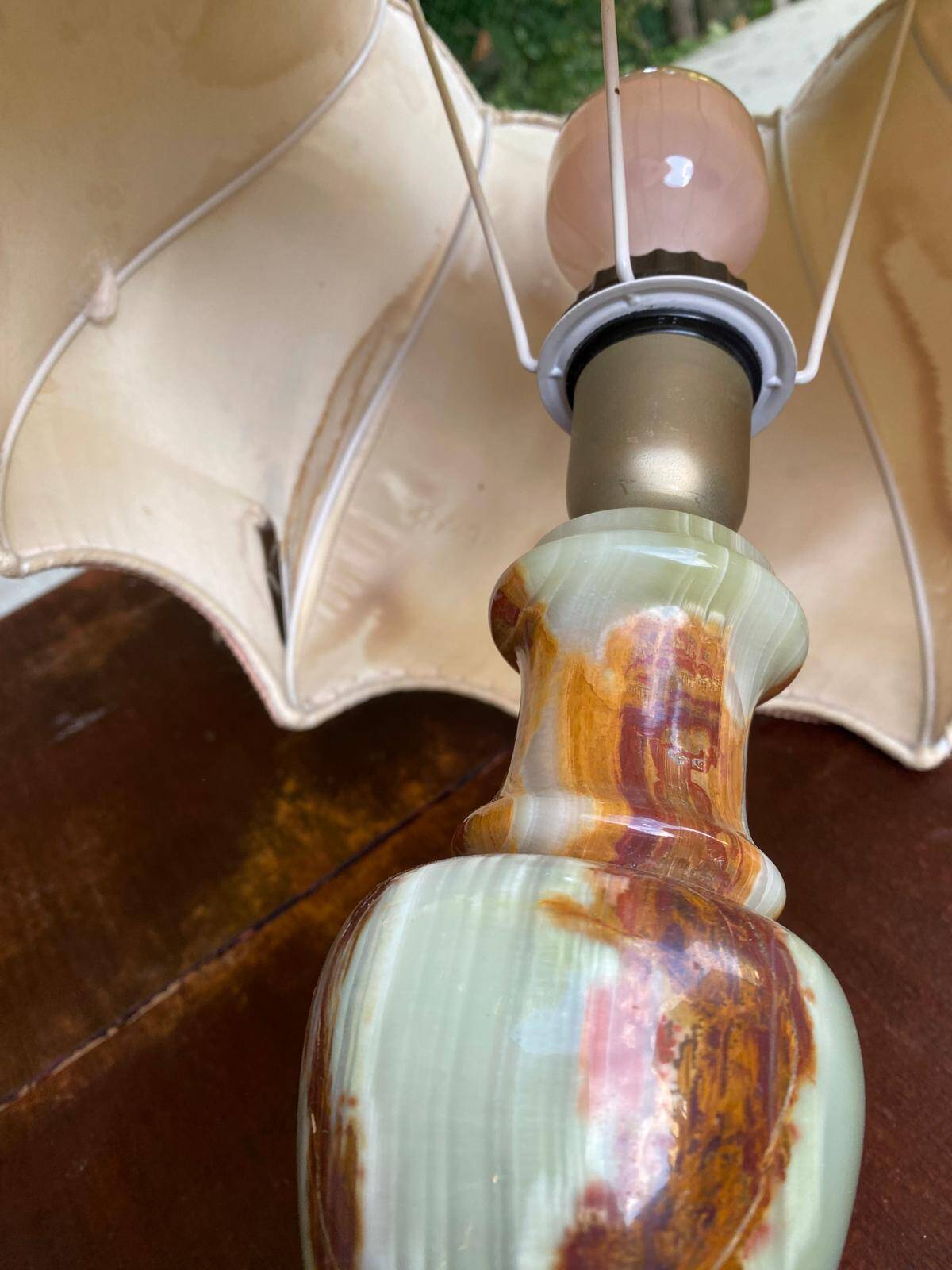 Lampe onyx vintage vert et marron