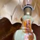Lampe onyx vintage vert et marron