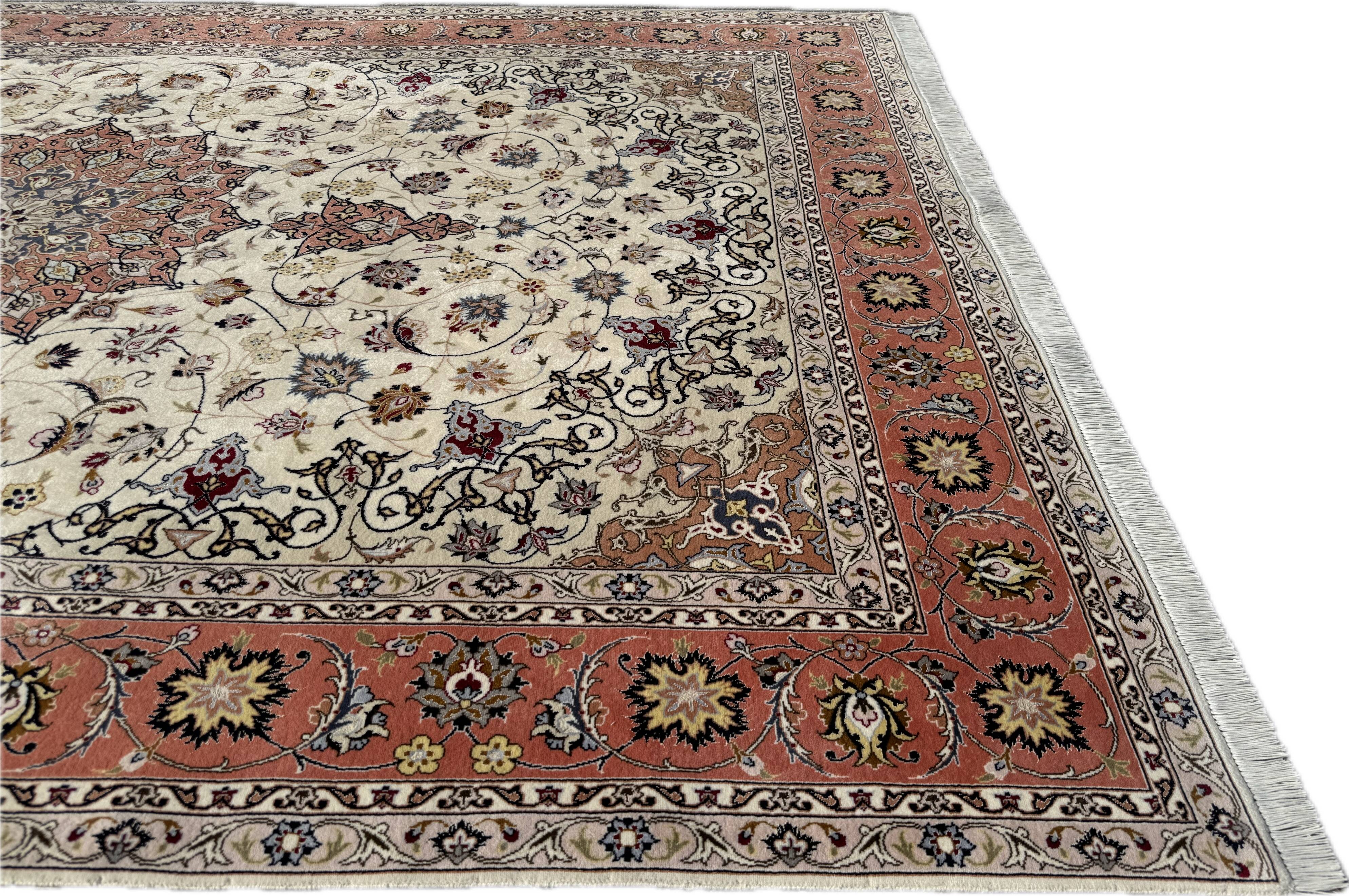 Persian Tabriz Wool Rug with Silk Inlay 300x200 cm