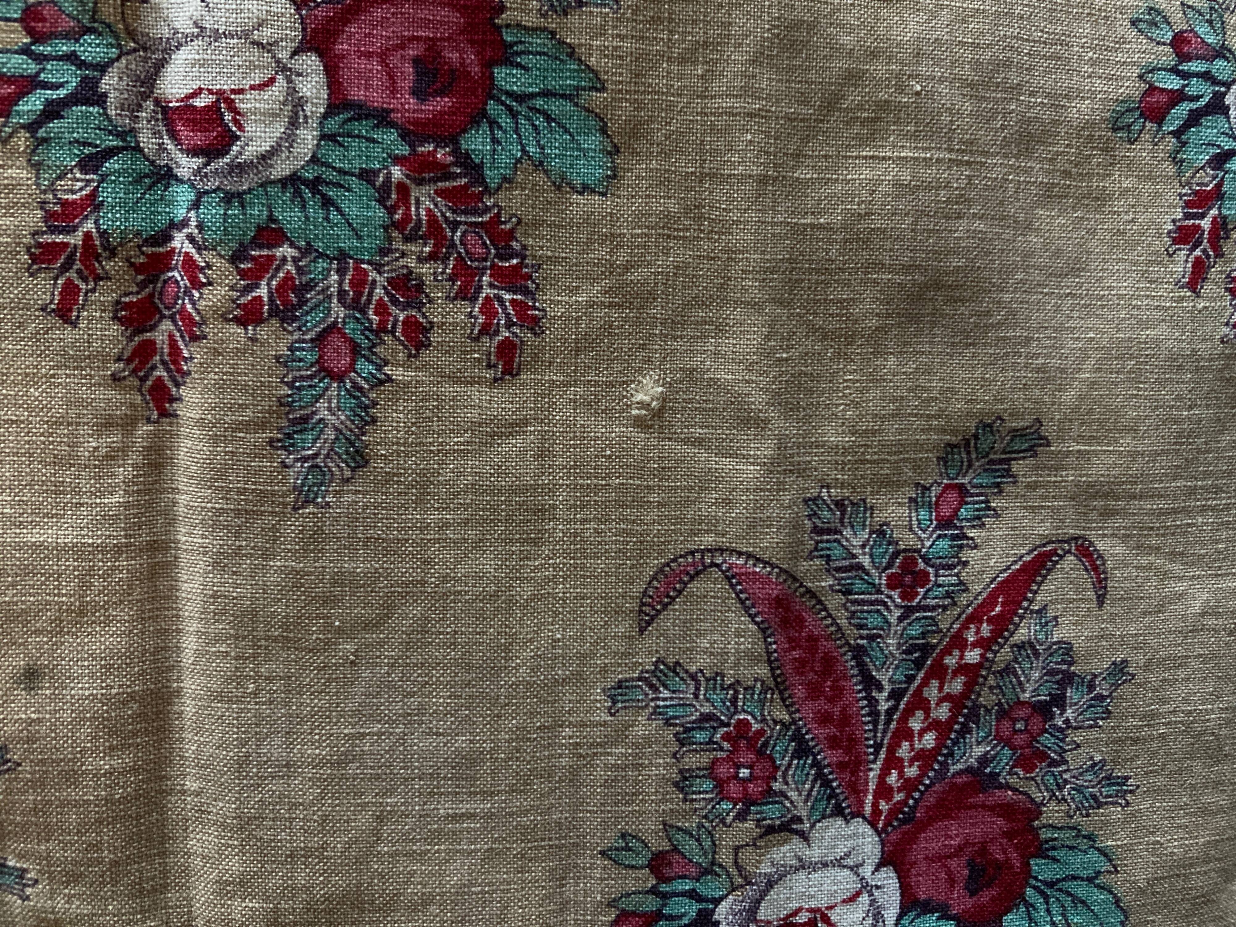 18th century Provence pillowcase in crenellated Indian fabric with pennants