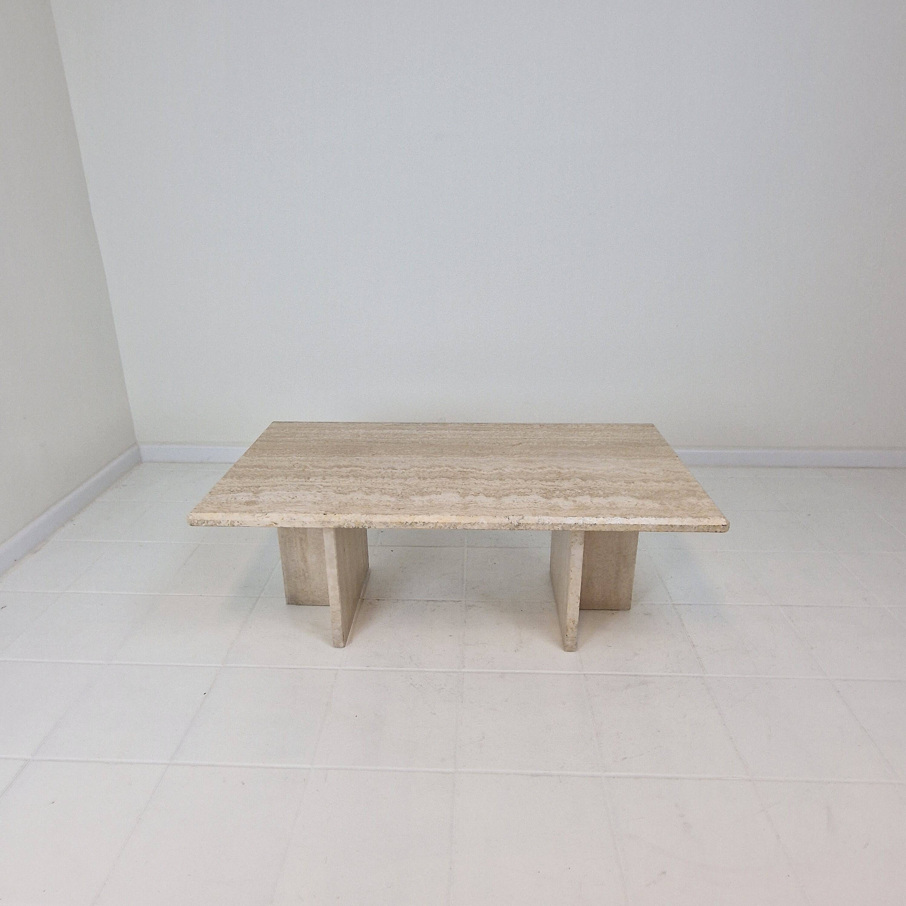 Rectangle Travertine Coffee or Side Table, Italy 1980's