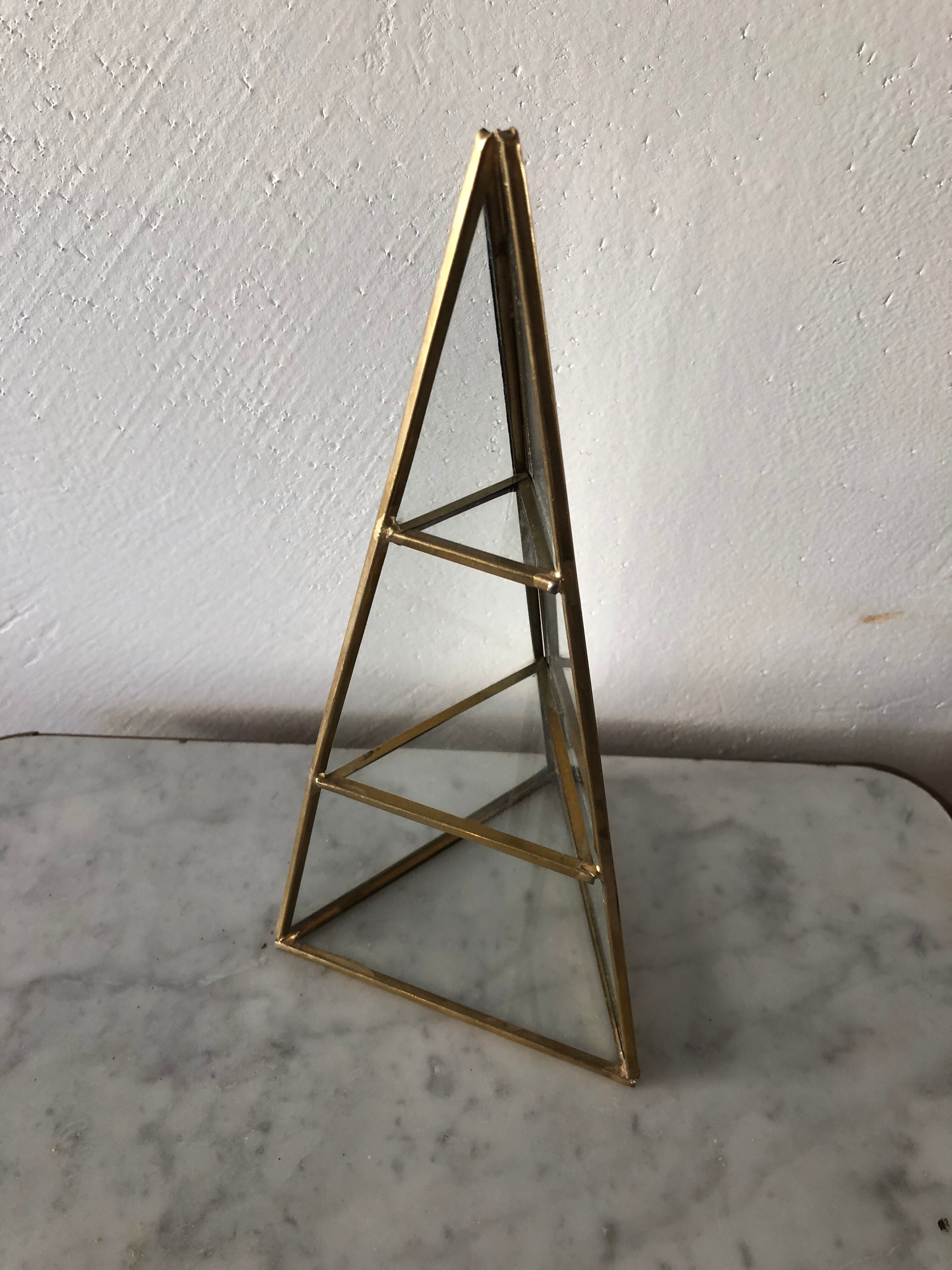 Vintage glass and brass showcase