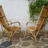 Pair of high rattan chairs