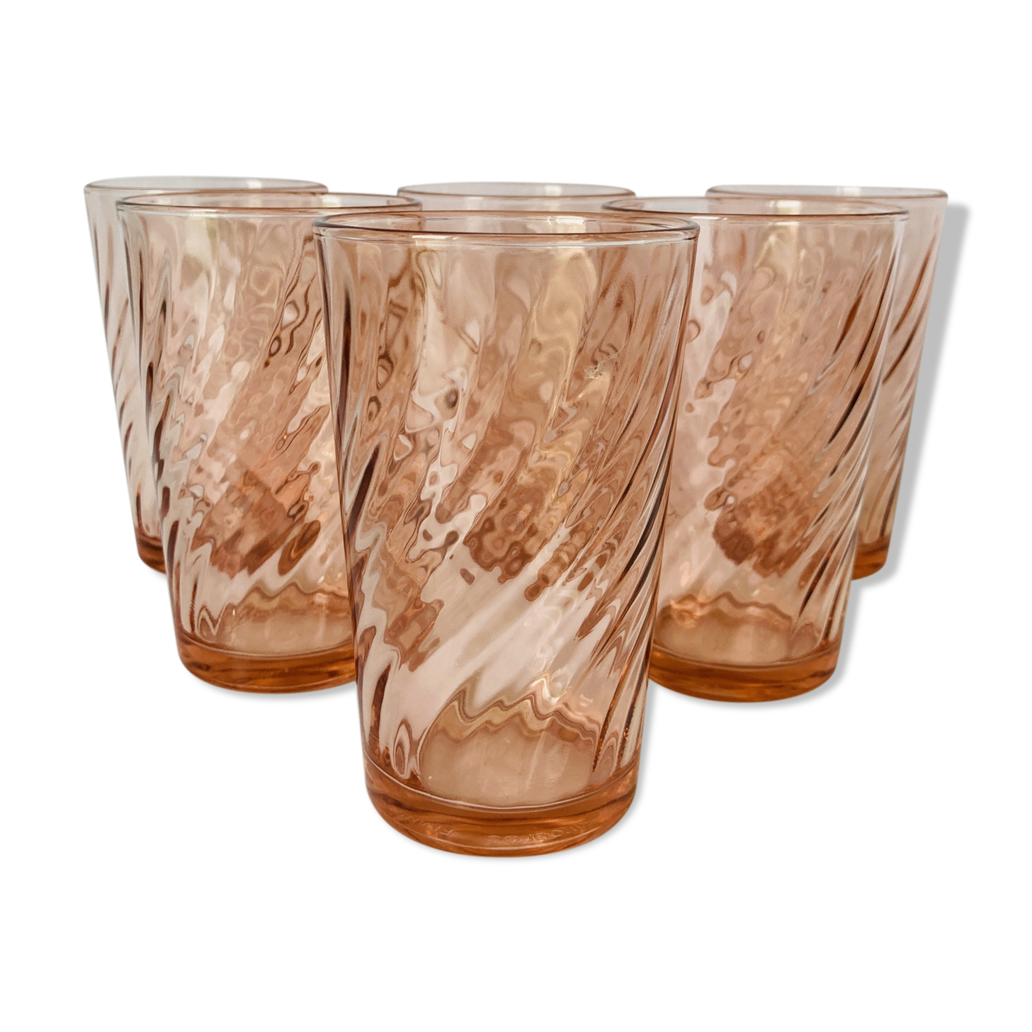 Lot of 6 vintage glasses Rosaline Arcoroc 80s