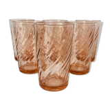 Lot of 6 vintage glasses Rosaline Arcoroc 80s