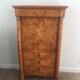 Empire-style secretary desk in burr walnut with detached columns, drop-front, and secret drawer