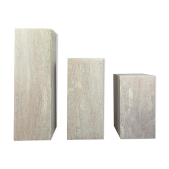 Set of 3 natural travertine columns